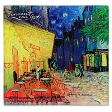 Van Gogh Kávéház éjjel üveg poháralátét - 10,5x10,5 cm konyhai eszköz