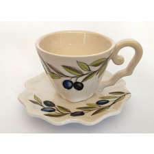 Vanilia Kerámia Violin olajbogyós capuccino alj, dia15cm, kerámia, kézzel festett bögrék, csészék