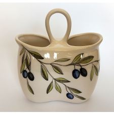 Vanilia Kerámia Violin olajbogyós dupla fakanáltartó,17x20x9,5cm, kerámia, kézzel festett konyhai eszköz