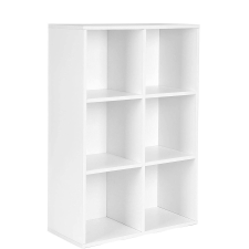 Vasagle 3 szintes könyvespolc, tárolópolc 6 rekesszel, fehér bútor