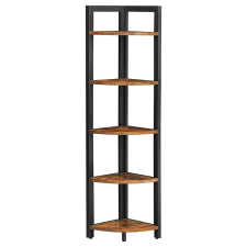 Vasagle 5 szintes sarok könyvespolc, sarokpolc, rusztikus barna bútor