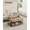  VASAGLE Állítható Magasságú Dohányzóasztal Tölgy/Fekete Ipari Stílusú Tárolóval