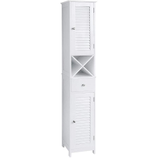 Vasagle Fürdőszoba szekrény, Tárolószekrény fiókkal, kivehető X alakú polc 170cm fürdőszoba bútor