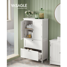  VASAGLE Fürdőszobai Állószekrény Fehér MDF 2 Fiókos 2 Ajtós fürdőszoba bútor