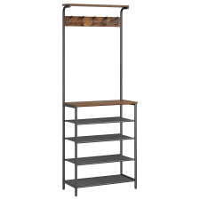 Vasagle Kabáttartó, fogas cipőtároló paddal, rusztikus barna és fekete bútor