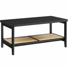 Vasagle MDF dohányzóasztal, 2 tárolószinttel, 55x100x45 cm, fekete bútor