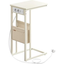 Vasagle Oldalasztal, éjjeliszekrény beépített elosztóval krémfehér színben bútor