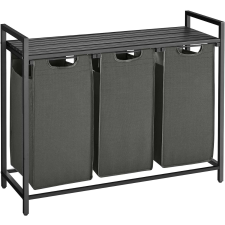 Vasagle Szennyeskosár, Songmics, 3 rekeszes, 38 l, Szürke bútor