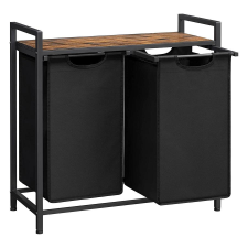Vasagle Szennyestartó, szennyes kosár 2 x 46 liter, rusztikus barna | VASAGLE bútor