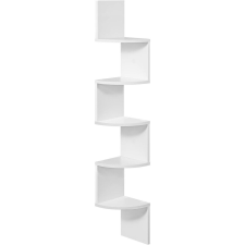 Vasagle Zigzag sarokpolc 5 szintes fali polc, fehér 20x20x127cm bútor
