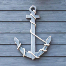 Vasmacskás szalvéta - Wooden Anchor Blue asztalterítő és szalvéta