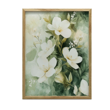 VÁSZFESTÉS FALI VIRÁGCSOKORHOZ ZÖLD HÁTTÉR 30x40 CM grafika, keretezett kép