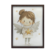  VÁSZFESTMÉNY A FALRA MOSOLYGÓ ANGYAL CSILLAGVAL 60x90 CM grafika, keretezett kép