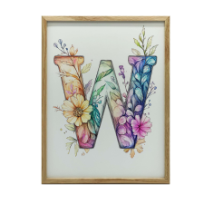  VÁSZON FESTÉS W BETŰ VIRÁGAL KERET NÉLKÜL PREMIUM VÁSZON 70x100 CM grafika, keretezett kép