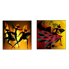  Vászon festmény, 2 db-os készlet, MEDIA, tánc1, 70 x 70 cm grafika, keretezett kép