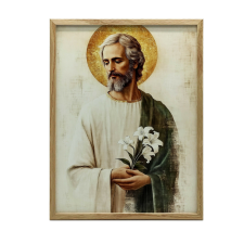 VÁSZON FESTMÉNY A FALRA SZENT JÓZSEF EGY CSOKOR LILES 50x70 CM grafika, keretezett kép