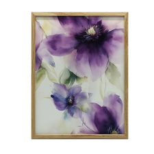 VÁSZON FESTMÉNY FALHOZ CLEMATIS ÁLOM KERETTEL 70x100 CM grafika, keretezett kép