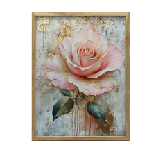  VÁSZON FESTMÉNY FALI ROSE GLOW-HOZ 50x70 CM BARNA KERETTEL grafika, keretezett kép
