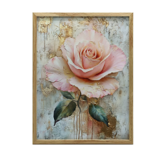 VÁSZON FESTMÉNY FALI RÓZSA IZZÓ VIRÁGHOZ 30x40 CM FEHÉR KERET grafika, keretezett kép