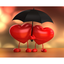  Vászon festmény, MEDIA, Kettő egy esernyő alatt, 105 x 70 cm grafika, keretezett kép