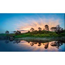  Vászon festmény, MÉDIA, Naplemente a domb mögött, 105 x 70 cm grafika, keretezett kép