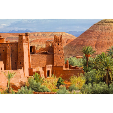  Vászon festmény, MEDIA, Ókori erőd Marokkóban, 105 x 70 cm grafika, keretezett kép