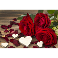  Vászon festmény, MÉDIA, Piros rózsák szívekkel, 105 x 70 cm grafika, keretezett kép