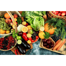  Vászon festmény, MÉDIA, Zöldségek és gyümölcsök, 105 x 70 cm grafika, keretezett kép