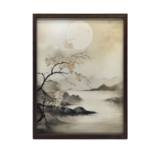 VÁSZON FESTMÉNY MISTY LAKE KERET NÉLKÜL PREMIUM VÁSZON 50x70 grafika, keretezett kép
