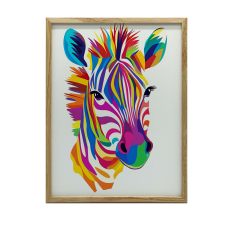 VÁSZON FESTMÉNY SZIVÁRVÁNY ZEBRA PREMIUM VÁSZON KERET NÉLKÜL 50x70 CM grafika, keretezett kép