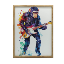 VÁSZON FESTŐ MAJOM GItárral VÁSZON PREMIUM KERET NÉLKÜL 70x100 CM grafika, keretezett kép