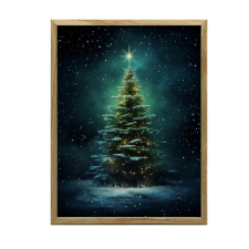  VÁSZON KÉP FALI KARÁCSONYFÁHOZ ÉJSZAKAI RAJTÁSBAN 70X100 KERET NÉLKÜL grafika, keretezett kép