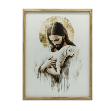 VÁSZON KÉP FALJÉZUSHOZ BÁRÁNYÁVAL KERET NÉLKÜL 30x40 CM grafika, keretezett kép