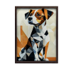  VÁSZON KÉP GEOMETRIÁBAN FALI KUTYÁHOZ SÖTÉTBARNA KERETTEL 70x100 CM