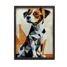  VÁSZON KÉP GEOMETRIÁBAN FALI KUTYÁHOZ SÖTÉTBARNA KERETTEL 70x100 CM grafika, keretezett kép