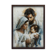 VÁSZON KÉP SZENT CSALÁD KARÁCSONYI FALRA 50x70 CM grafika, keretezett kép
