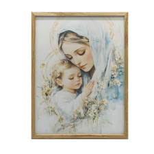 VÁSZONFESTÉS ANYA GYEREKVEL FA KERETBEN 50x70 CM grafika, keretezett kép