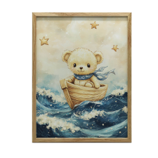 VÁSZONFESTÉS MEDVE ŁÓDŹBAN 50X70 CM KERET NÉLKÜL PREMIUM VÁSZON grafika, keretezett kép
