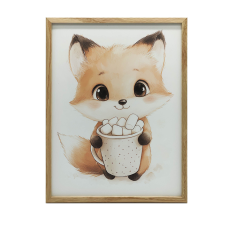 VÁSZONFESTÉS RÓKA CSOKOLÁDÁVAL KERET NÉLKÜL PREMIUM 70x100 CM grafika, keretezett kép