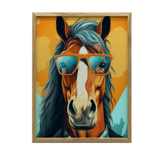  VÁSZONFESTÉS STÍLUSOS LÓ SZEMVEGVEL KERET NÉLKÜL 50x70 CM grafika, keretezett kép