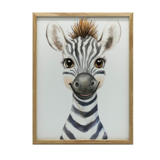 VÁSZONFESTÉS VIDÁM ZEBRA KERET NÉLKÜL PREMIUM VÁSZON 70x100 CM grafika, keretezett kép