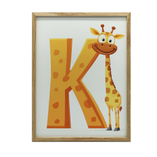 VÁSZONFESTÉS ZSIRÁF K BETŰVEL HAPPY GYERMEKEKNEK 70X100 CM grafika, keretezett kép