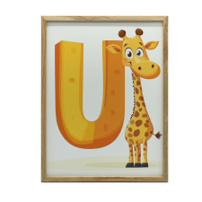 VÁSZONFESTÉS ZSIRÁF U BETŰVEL KERET NÉLKÜL 30x40 CM PREMIUM VÁSZON grafika, keretezett kép