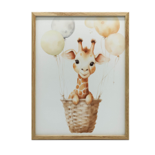 VÁSZONFESTMÉNY FALHOZ VIDÁM ZSIRÁF UTAZÁSHOZ 70x100 CM KERET NÉLKÜL grafika, keretezett kép