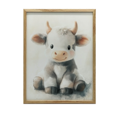  VÁSZONFESTMÉNY FALRA ARUKOS TEHÉNRE BARNA KERETES NAPPALI 70x100 CM grafika, keretezett kép