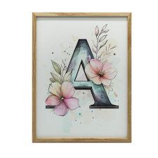 VÁSZONFESTMÉNY GYERMEKEKNEK A BETŰ VIRÁGOS VÁSZON PREMIUM 50x70 CM grafika, keretezett kép