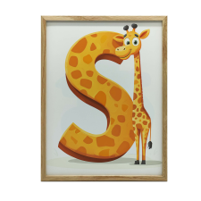  VÁSZONFESTMÉNY VIDÁM ZSIRÁF S BETŰNÉL KERET NÉLKÜL 50x70 CM grafika, keretezett kép