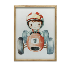  VÁSZONFESTŐ FIÚ PIROS VERSENYAUTÓBAN KERET NÉLKÜL 70x100 CM grafika, keretezett kép