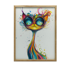 VÁSZONFESTŐ MACSKA SZEMVEVEGES KERET NÉLKÜL 30x40 CM PREMIUM VÁSZON grafika, keretezett kép