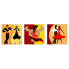  Vászonkép, 3 db-os készlet, MEDIA, tánc3, 50 x 50 cm grafika, keretezett kép